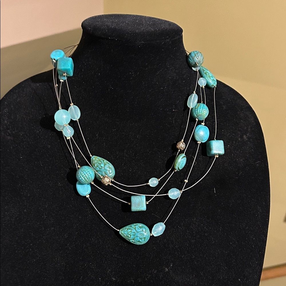 Boho Turquoise Beaded Choker Necklace Lot Trio Southwestern Jewelry - Picture 2 of 11
